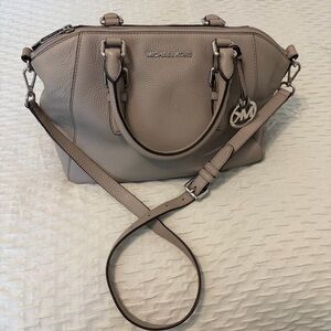 Michael Kors Pebbled Leather Satchel in Taupe Gray